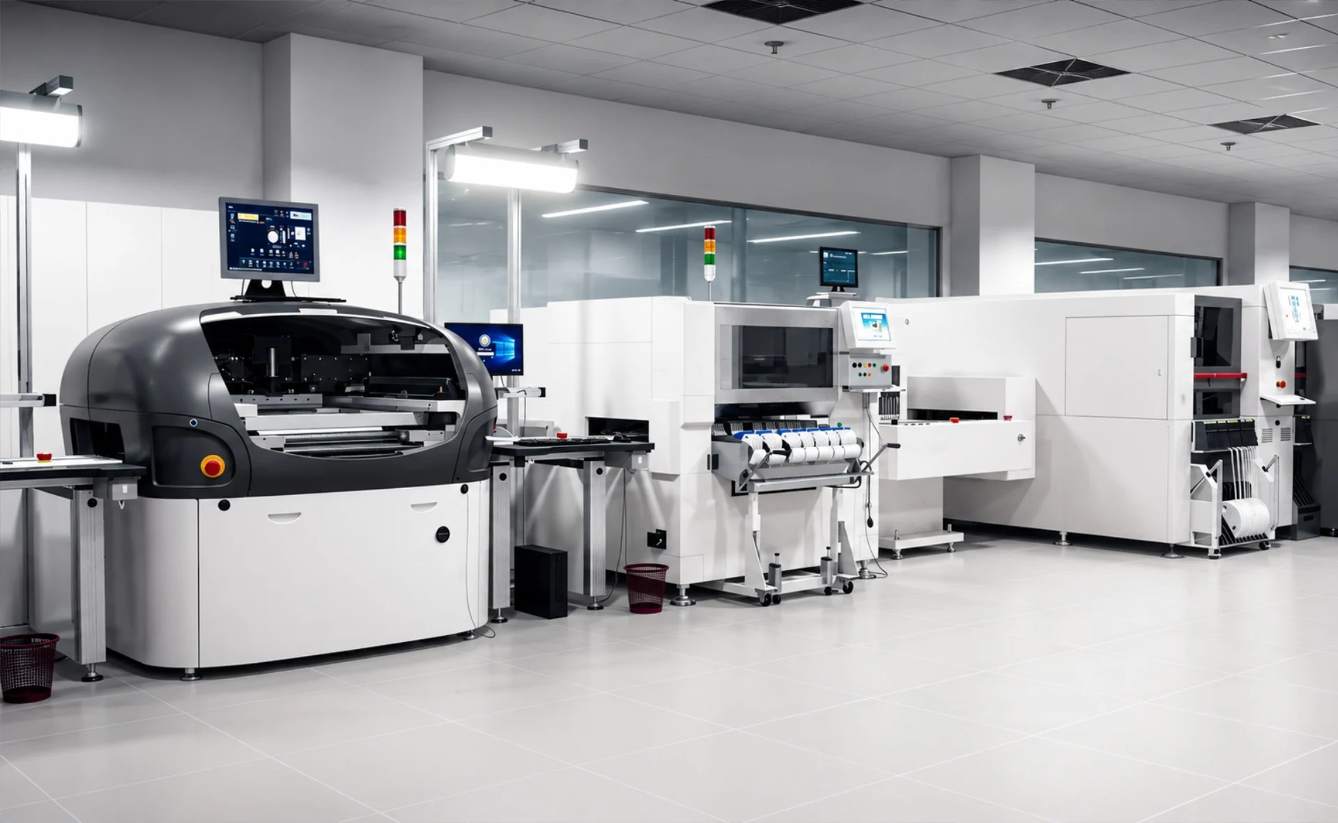 Virtual reality walkthrough of an electronics manufacturing production line